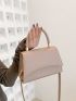Crocodile Embossed Weave Detail Flap Square Bag