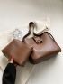 Buckle Decor Shoulder Bag With Inner Pouch