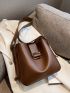 Buckle Decor Shoulder Bag With Inner Pouch