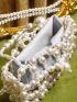 Mini Faux Pearl Beaded Square Bag With Inner Pouch