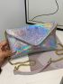 Holographic Flap Chain Square Bag