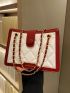 Two Tone Quilted Chain Square Bag