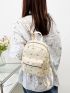 Allover Floral Graphic Curved Top Backpack