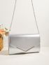 Metallic Flap Chain Square Bag