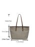 Geometric Pattern Contrast Binding Shoulder Tote Bag, Large Capacity Tote Bag For Work And Travel