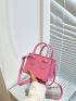 Mini Neon Pink Double Handle Square Bag