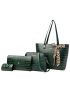4pcs Crocodile Embossed Twilly Scarf Decor Shoulder Tote Bag Set, Best Work Bag For Women