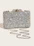 Mini Glitter Rhinestone & Bow Decor Box Bag