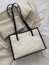 Letter Graphic Contrast Binding Shoulder Tote Bag