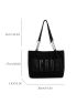 Letter Patch Detail Shoulder Tote Bag