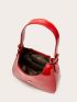 Artificial Patent Leather Crown Decor Hobo Bag
