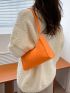 Neon Orange Crocodile Embossed Baguette Bag