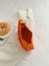 Neon Orange Crocodile Embossed Baguette Bag