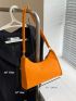Neon Orange Crocodile Embossed Baguette Bag