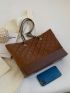 Quilted Detail Chain Shoulder Tote Bag