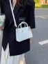 Crocodile Embossed Double Handle Square Bag