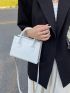 Crocodile Embossed Double Handle Square Bag