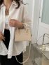 Crocodile Embossed Double Handle Square Bag