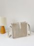 Contrast Binding Corduroy Square Bag