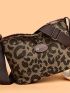 Leopard Pattern Patch Detail Crossbody Bag