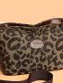 Leopard Pattern Patch Detail Crossbody Bag