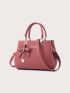 Pebble Embossed Bucket Bag With Bow Charm, Mothers Day Gift For Mom