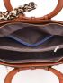 Crocodile Embossed Twilly Scarf Decor Top Handle Bag