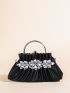 Rhinestone Decor Chain Ruched Bag