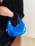 Mini Neon Blue Crocodile Embossed Hobo Bag