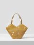 Rhinestone Decor Double Handle Evening Bag