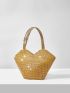 Rhinestone Decor Double Handle Evening Bag
