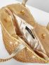 Rhinestone Decor Double Handle Evening Bag