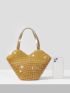 Rhinestone Decor Double Handle Evening Bag