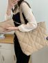 Quilted Patch Detail Shoulder Tote Bag With Purse