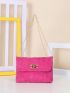 Neon Pink Grommet Eyelet Chain Square Bag