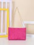 Neon Pink Grommet Eyelet Chain Square Bag