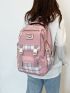 Plaid Print Release Buckle Decor Waterproof Functional Backpack