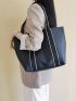 Contrast Tape Shoulder Tote Bag