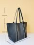 Contrast Tape Shoulder Tote Bag