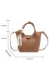 Letter Embossed Twilly Scarf Decor Bucket Bag With Inner Pouch