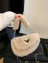 Heart Decor Flap Chain Fuzzy Novelty Bag