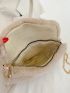 Heart Decor Flap Chain Fuzzy Novelty Bag