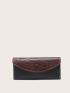 Crocodile Embossed Button Decor Long Wallet