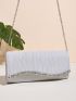 Glitter Rhinestone Decor Pleated Square Bag