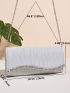 Glitter Rhinestone Decor Pleated Square Bag