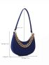 Crocodile Embossed Chain Decor Hobo Bag