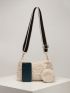 Minimalist Fluffy Hobo Bag With Small Pouch