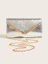 Metallic Chain Flap Square Bag