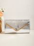Metallic Chain Flap Square Bag