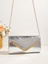Metallic Chain Flap Square Bag